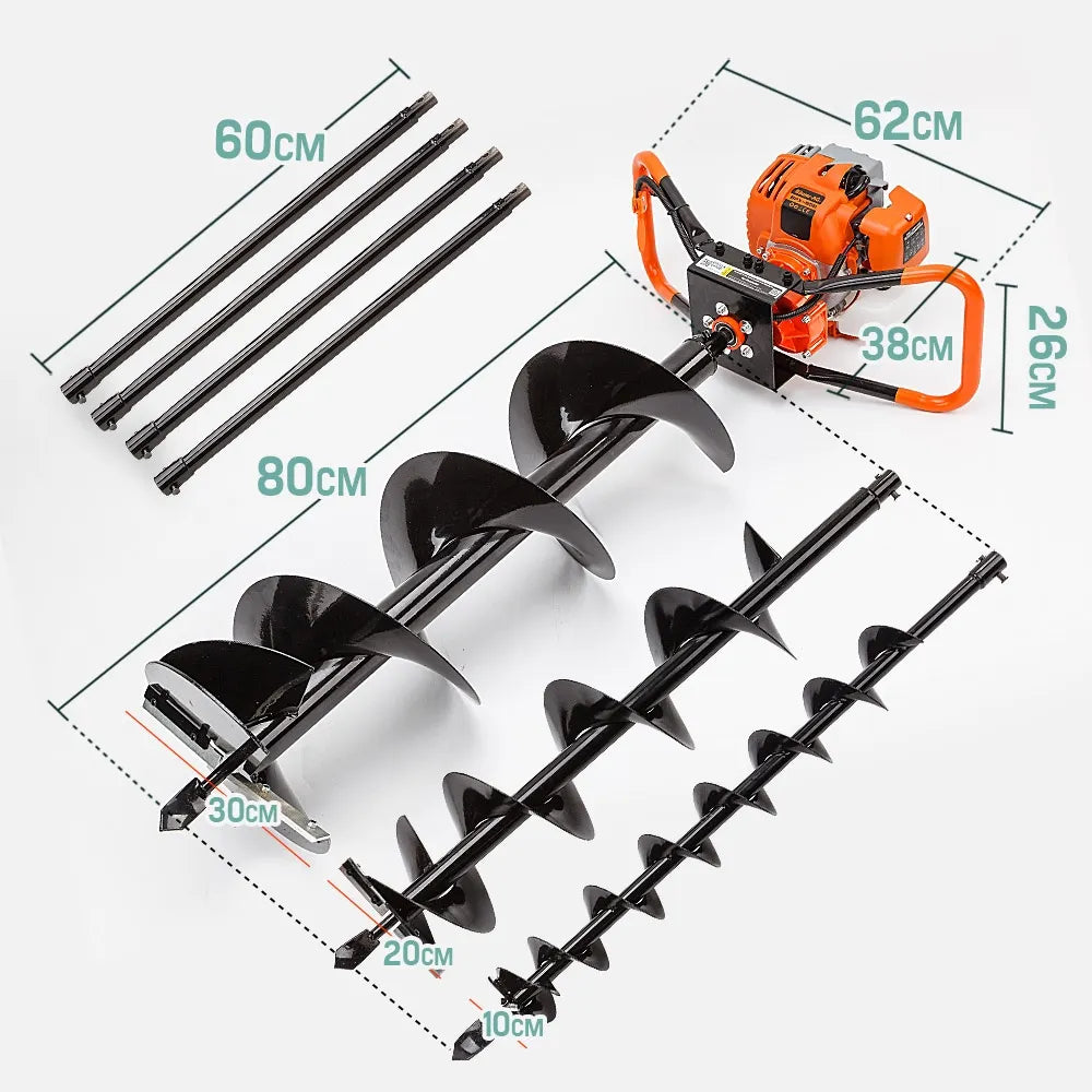 Post Hole Digger 88CC Posthole Earth Auger Fence Borer Petrol Drill Bit