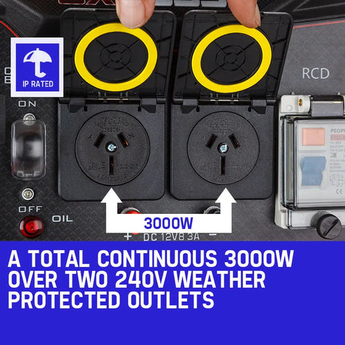 4.2kW Peak 3kW Rated Generator Single-Phase Petrol - Site Portable