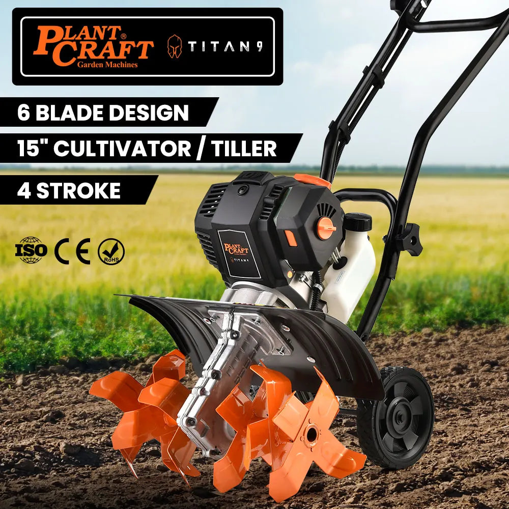15" 4-Stroke Petrol Handheld Cultivator Tiller