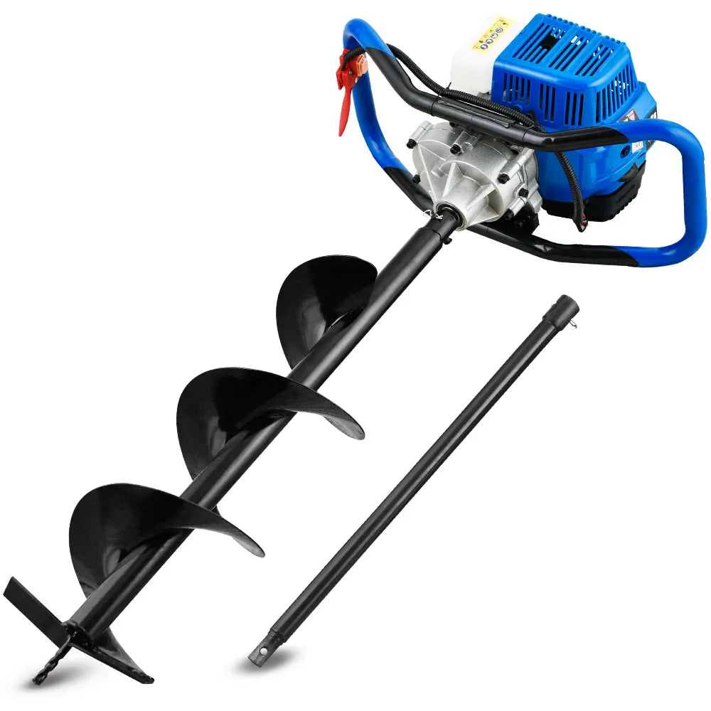 52cc 2-Stroke Petrol Post Hole Digger, 200mm Auger w/ 600mm Extension Shaft